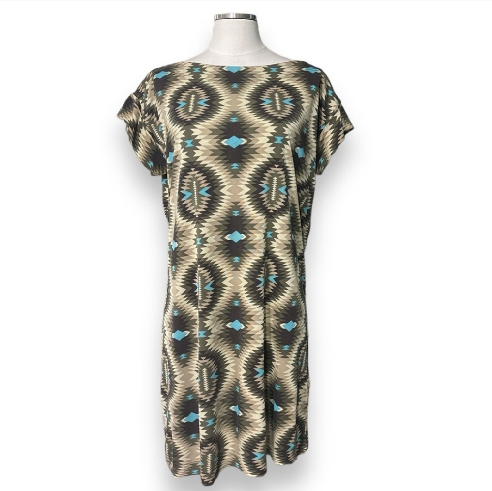 TORY BURCH Bateau Neck Geometric Print Sheath Dress